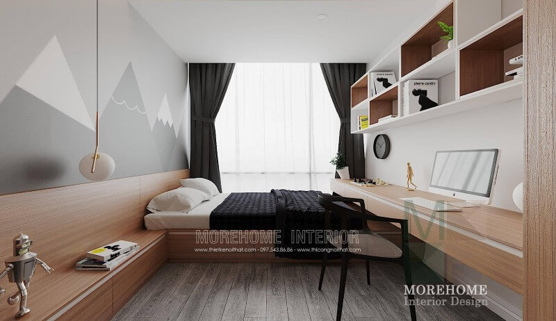 Mẫu giường ngủ hiện đại được thiết kế thông minh kết hợp ngăn tủ giúp cho gia chủ dễ dàng sử dụng cũng lưu trữ được những vật dụng cá nhân hay quần áo của mình Thiết kế chung cư