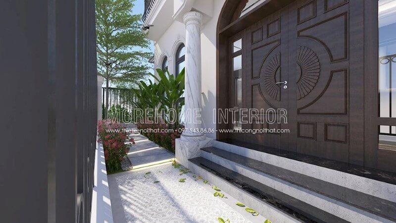 Cửa gỗ biệt thự đẹp ấn tượng bởi họa tiết hiện đại cùng với màu sắc và chất liệu gỗ tự nhiên cao cấp tạo nên sự sang trọng và đẳng cấp.